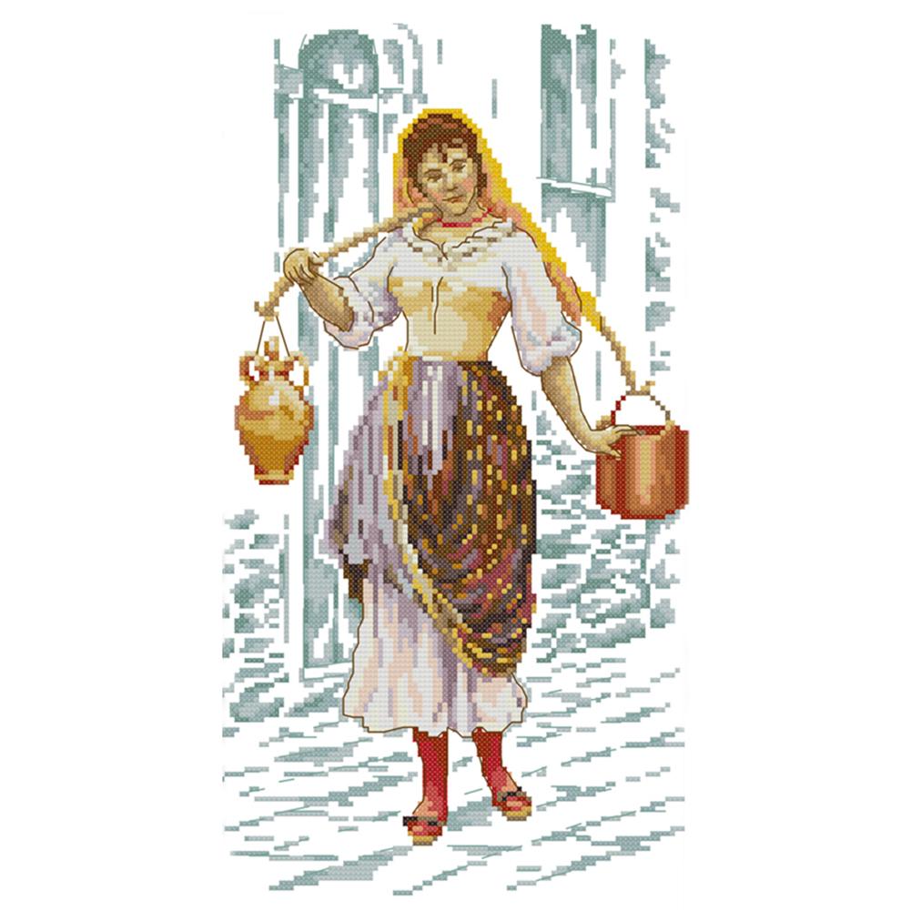 

Working Women - 14CT Stamped Cross Stitch - 25*44cm, 501 Original