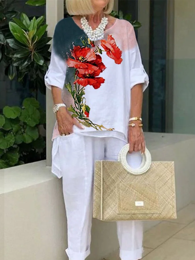 Women's Floral Print Casual Suit
