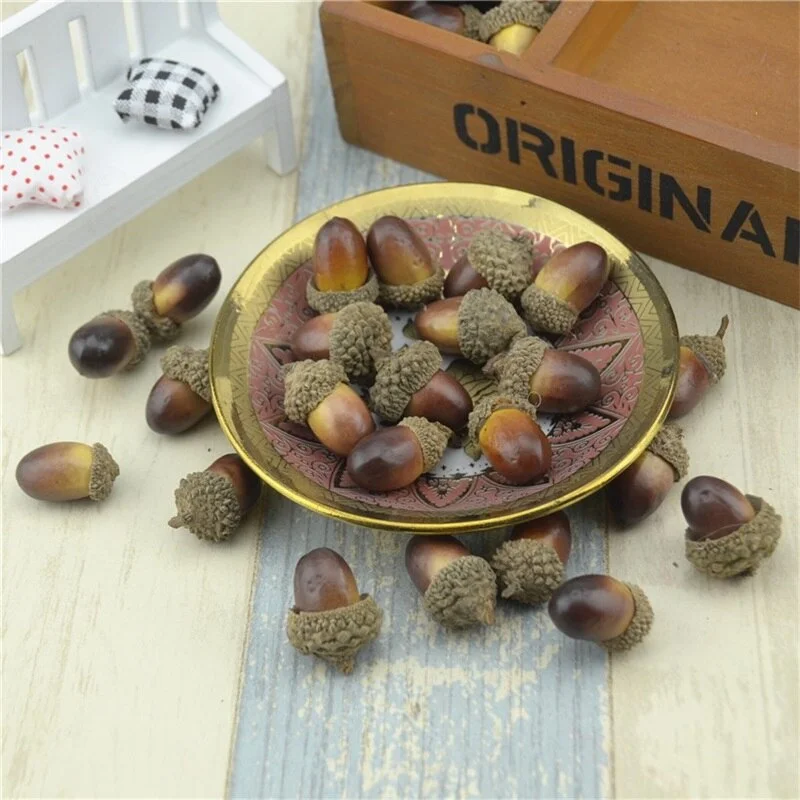 20pcs 3cm Cheap Mini Chestnut Artificial Flower Fake Foam Fruits Berries Flowers For Wedding Christmas Tree Decoration