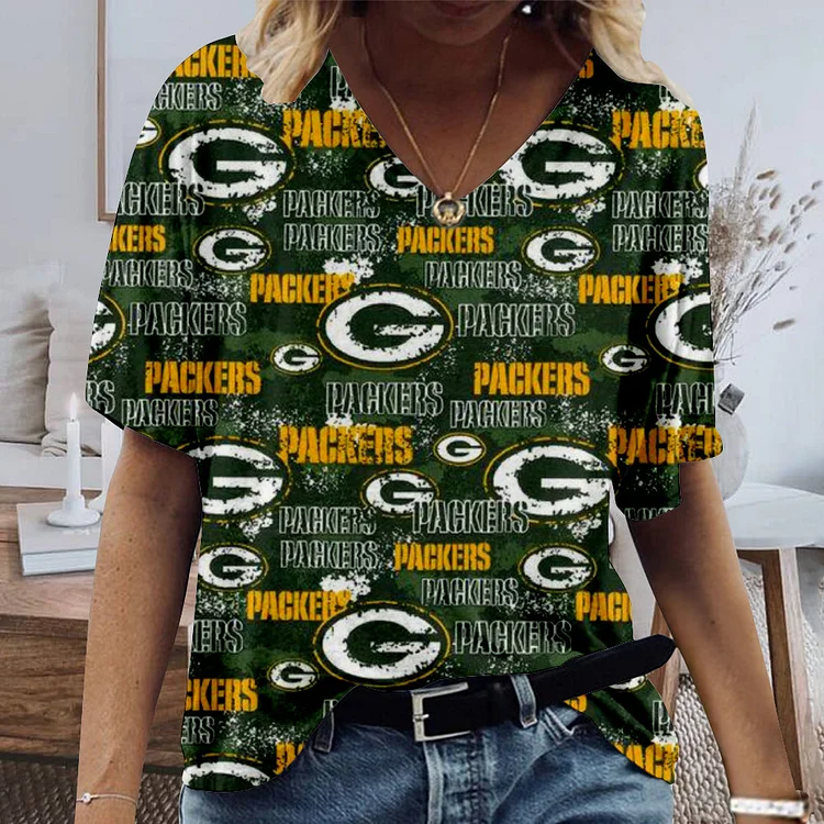 Green Bay Packers Lightweight Short Sleeve V-Neck T-Shirt