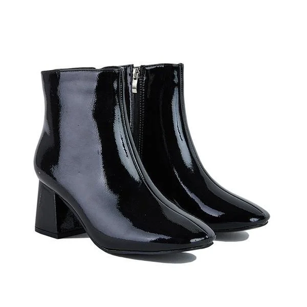 Women Fashion Square Toe Side-Zip Closure Boots
