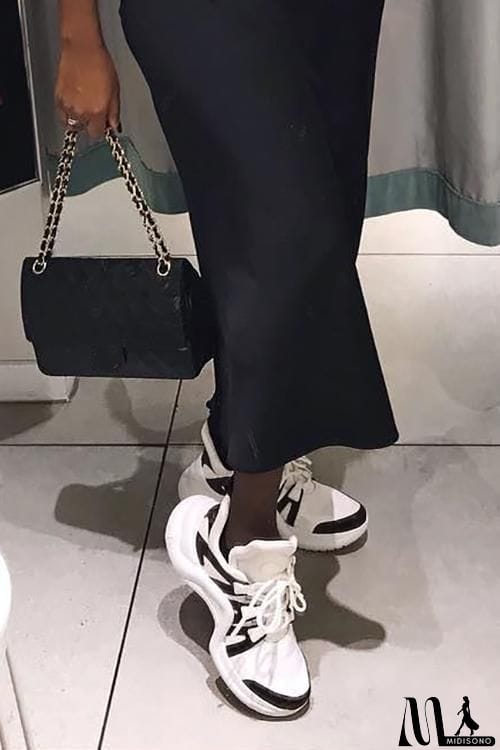 MidiSono - Chunky Mesh Two Tone Lace Up Sneakers