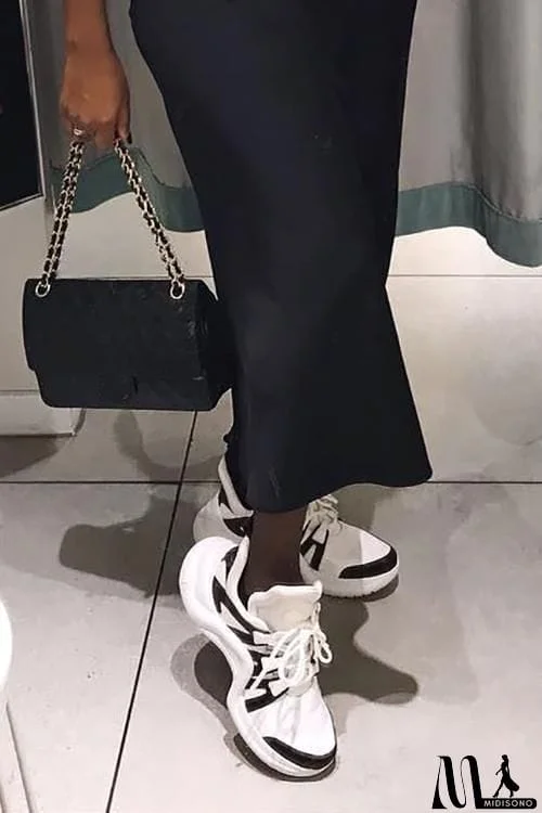 MidiSono - Chunky Mesh Two Tone Lace Up Sneakers