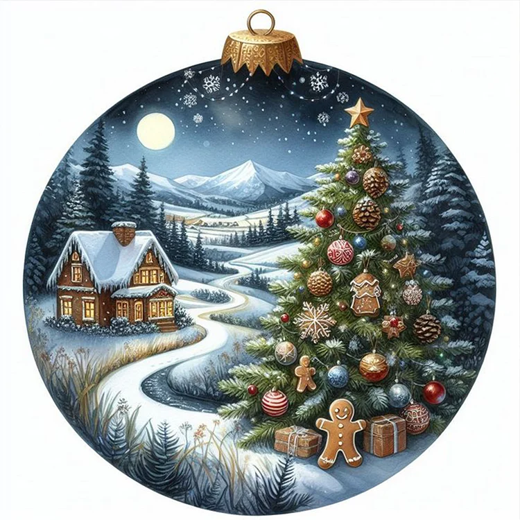 Winter Christmas Tree House Egg 30*30CM (Canvas) Full Round Drill Diamond Painting gbfke