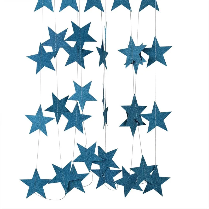 4M 7cm Paper Garland Star Shape String Banners Baby Shower Bunting Hanging Paper Happy Birthday Wedding Party Home Decoration