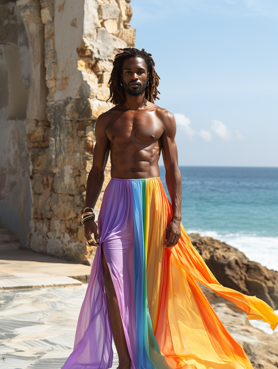 Men's Cotton Rainbow Fashion Skirt