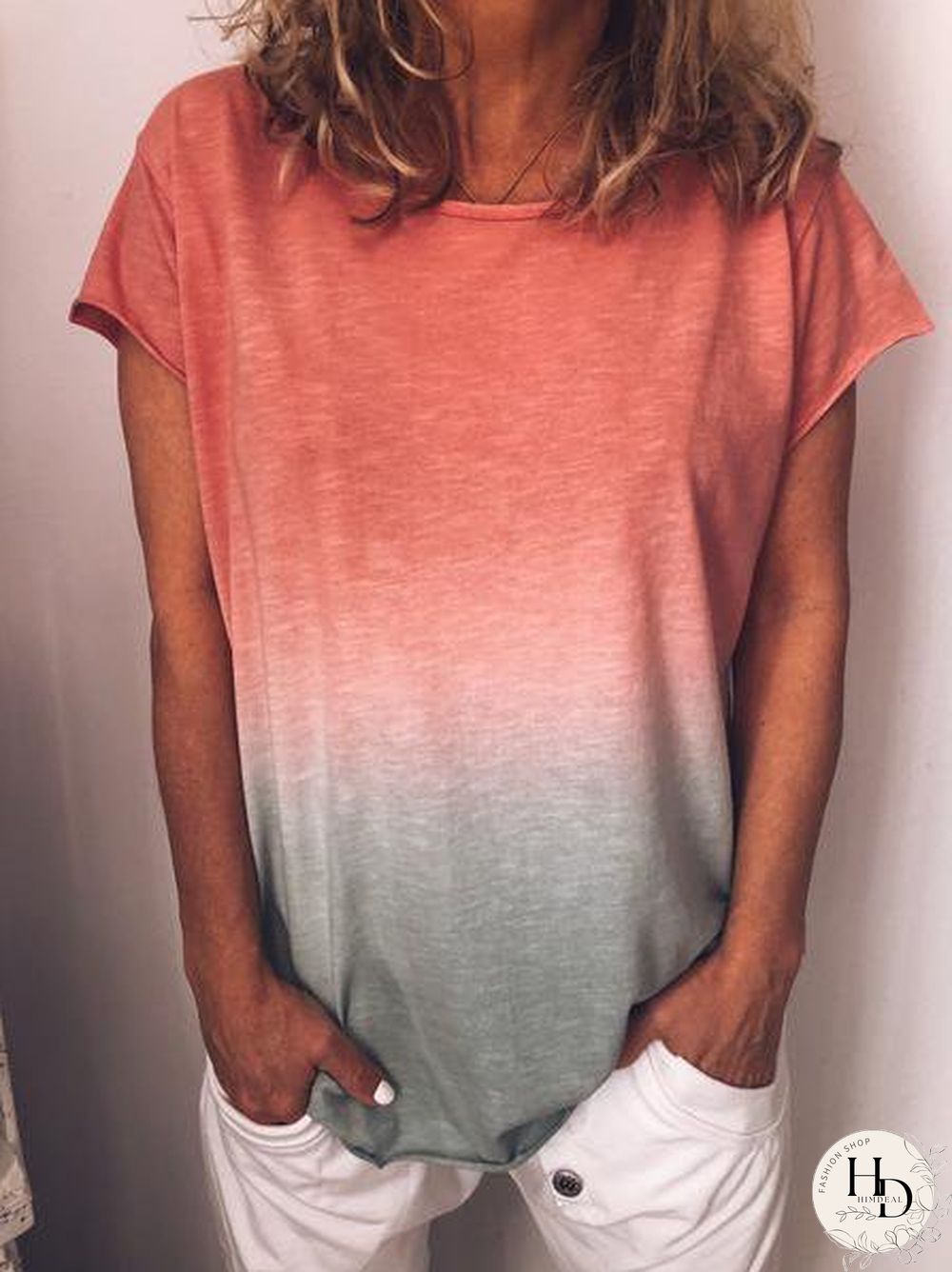 Women Cotton Crew Neck Plus Size Casual Short Sleeve T-shirt