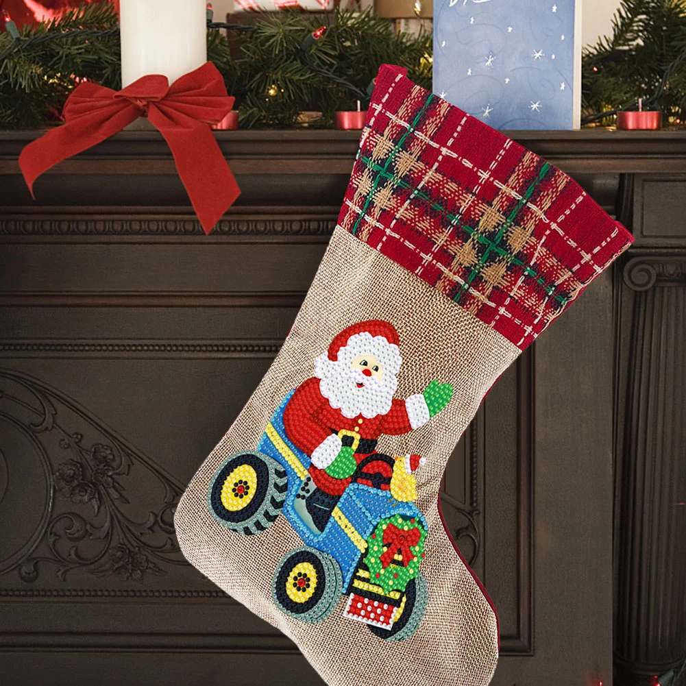 Flannelette Santa Claus Stockings Decorative Stocks Cute for Gift(35*20cm)
