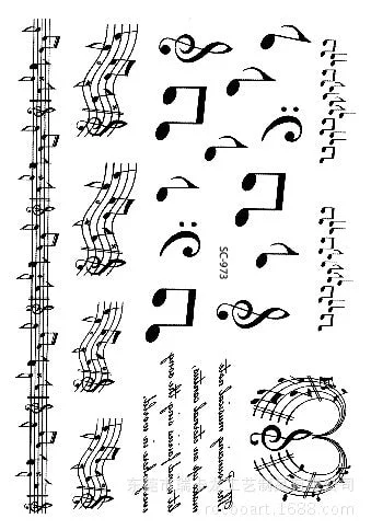 Waterproof Temporary Tattoo Sticker watercolor Music Note tatto stickers flash tatoo fake tatouage art hand foot for girl women