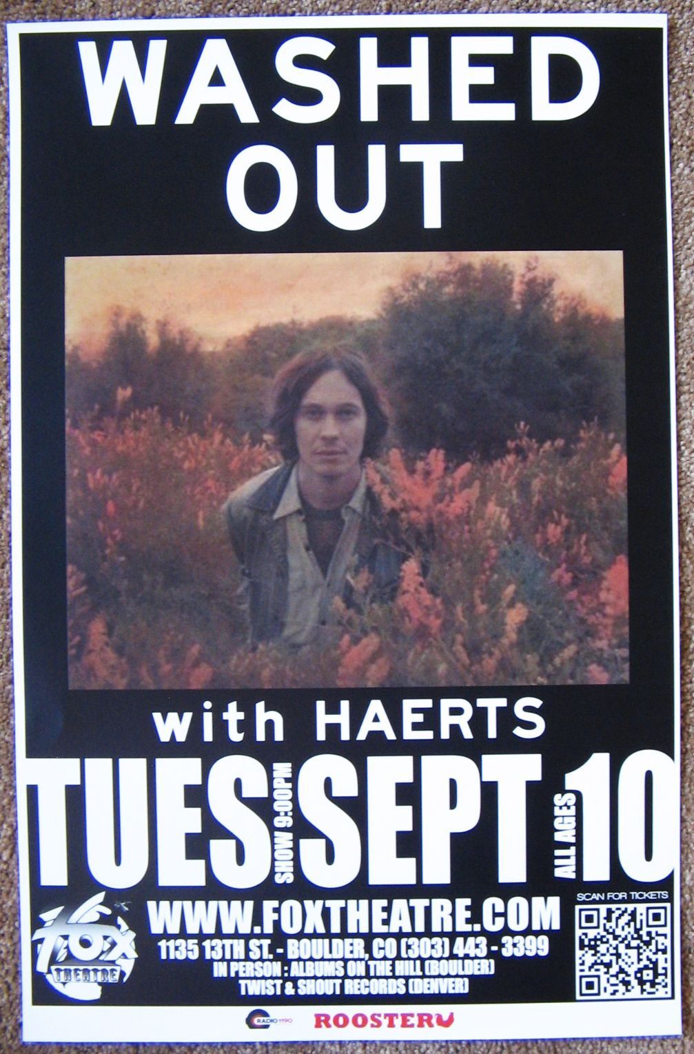 WASHED OUT 2013 Gig POSTER Boulder Colorado Concert Ernest Greene