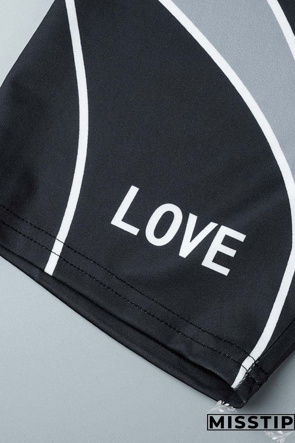 Black Casual Sportswear Print Patchwork O Neck Short Sleeve Two Pieces