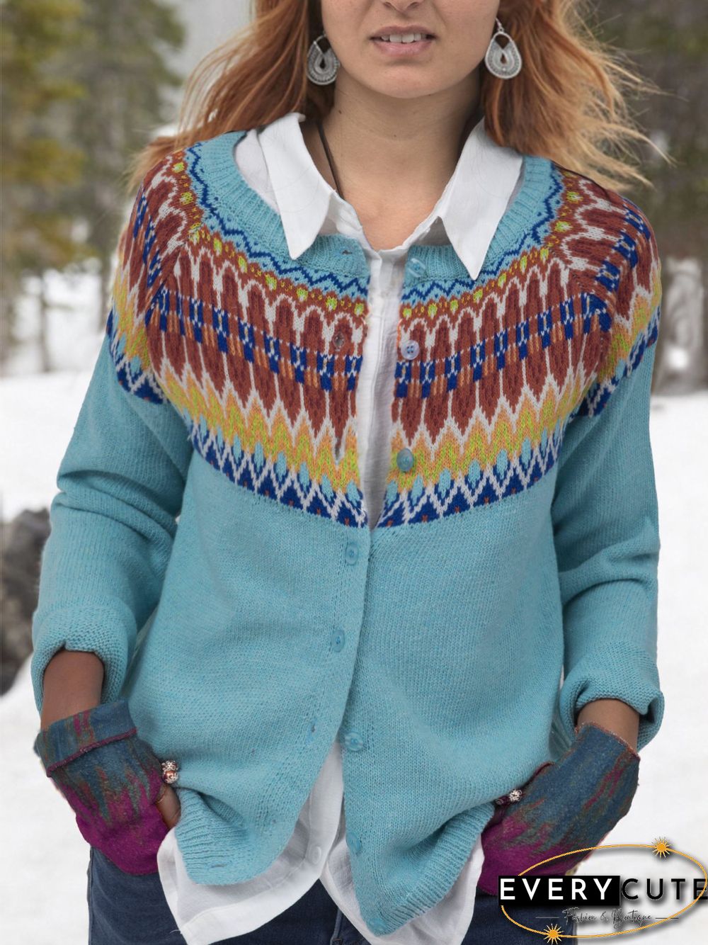 Printed Cotton Casual Cardigans