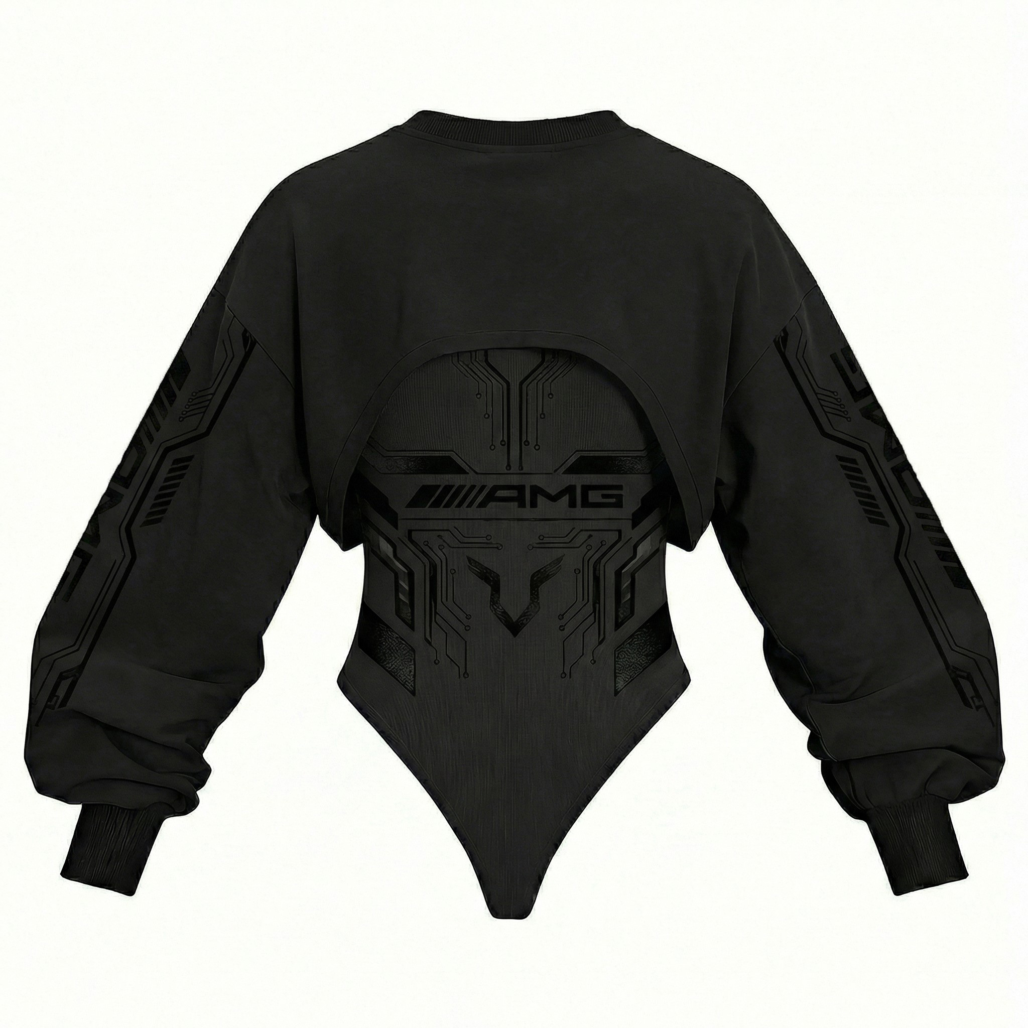 Women's Racing Team Logo Digitally Printed Tights Irregular Sweatshirt Set