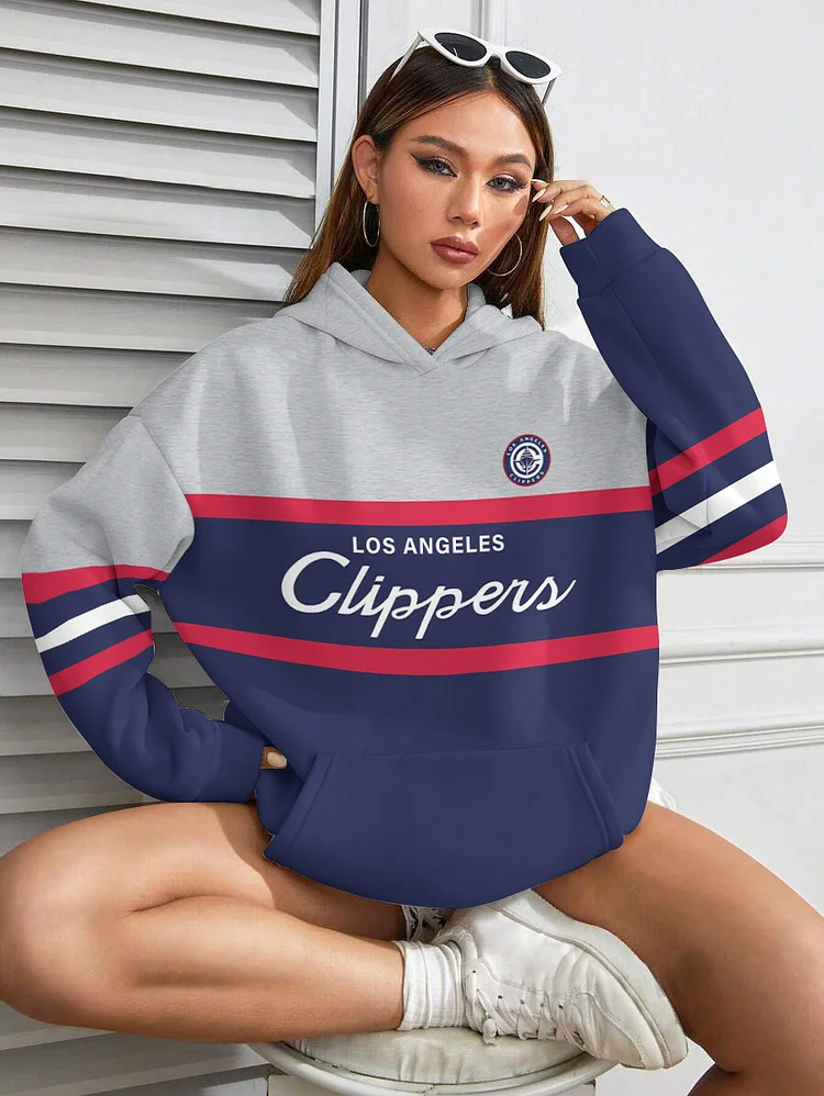 LA Clippers Printed Hooded Pocket Pullover Hoodie