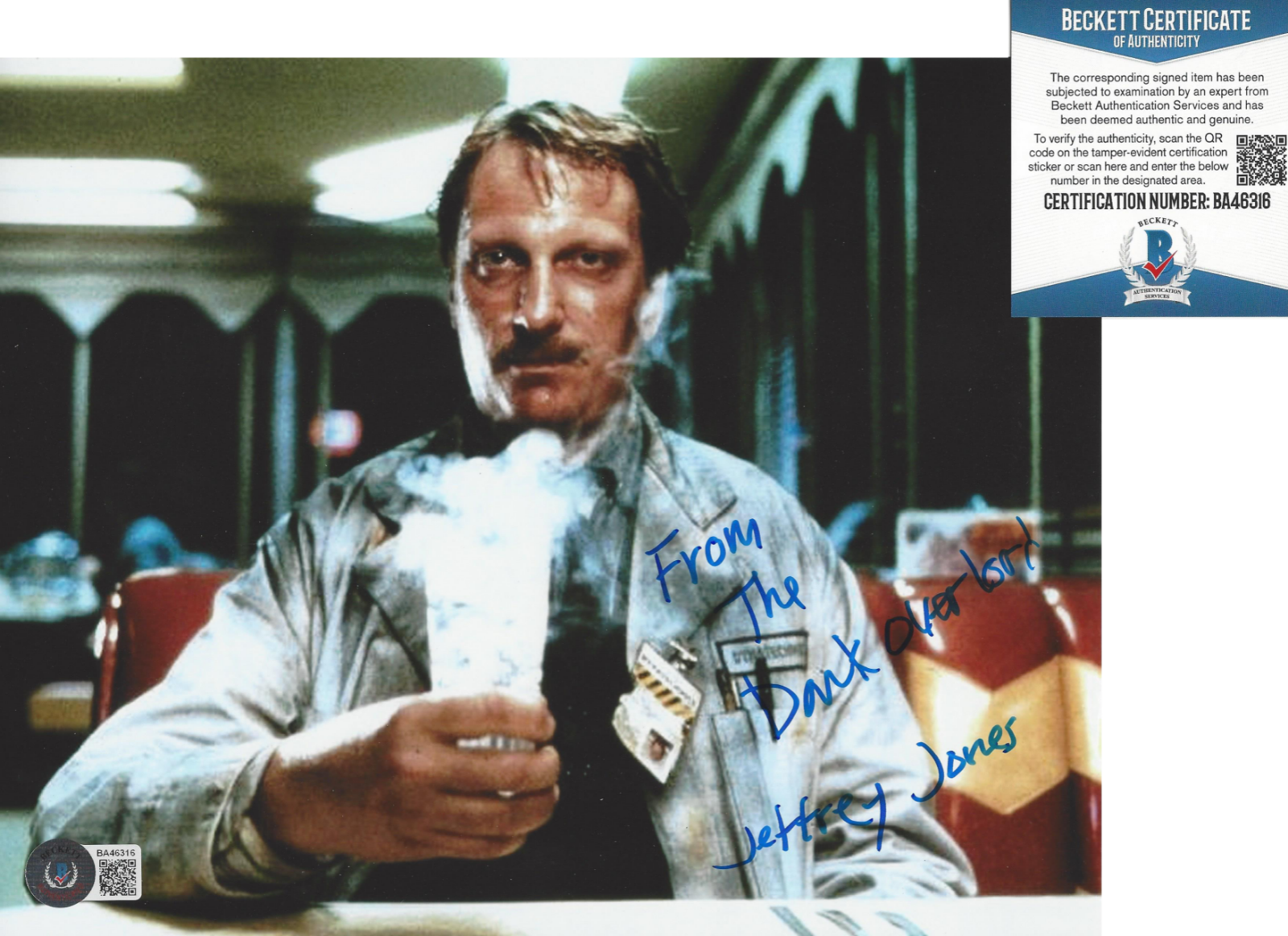 JEFFREY JONES SIGNED 'HOWARD THE DUCK' 8x10 MOVIE Photo Poster painting ACTOR BECKETT COA BAS