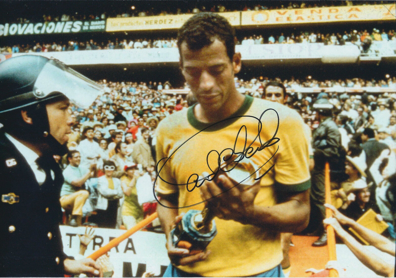 Carlos ALBERTO SIGNED Autograph 12x8 Photo Poster painting AFTAL COA World Cup Winner BRAZIL