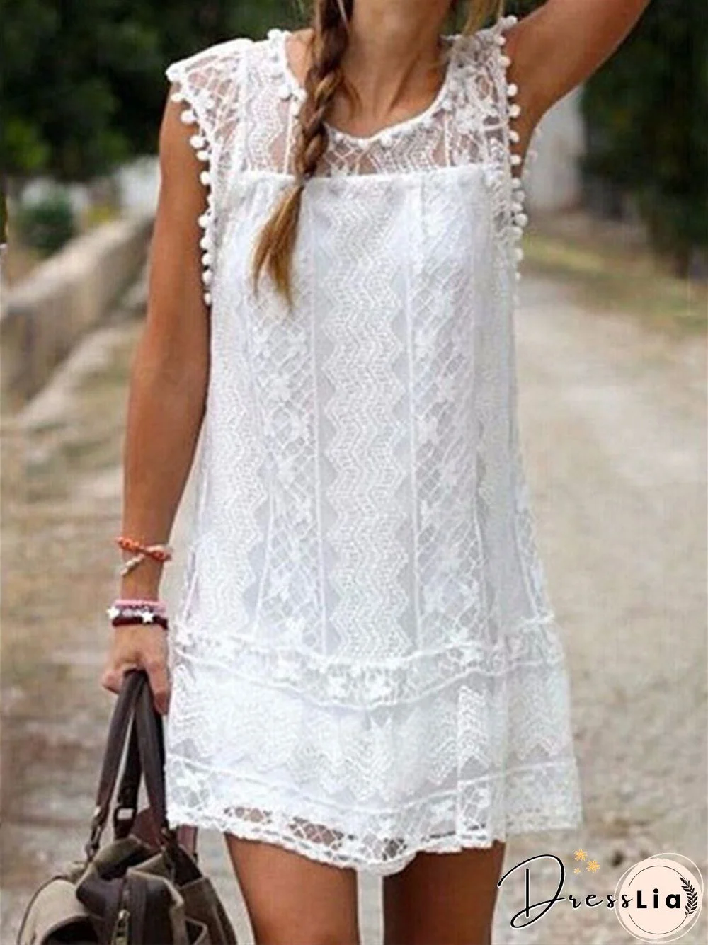 Women Sleeveless Three Colors Lace Summer Dress