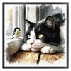 Cat Bird-Partial 11CT Stamped Cross Stitch Bead Embroidery 36*36cm/14.17*14.17in tapestrymarket
