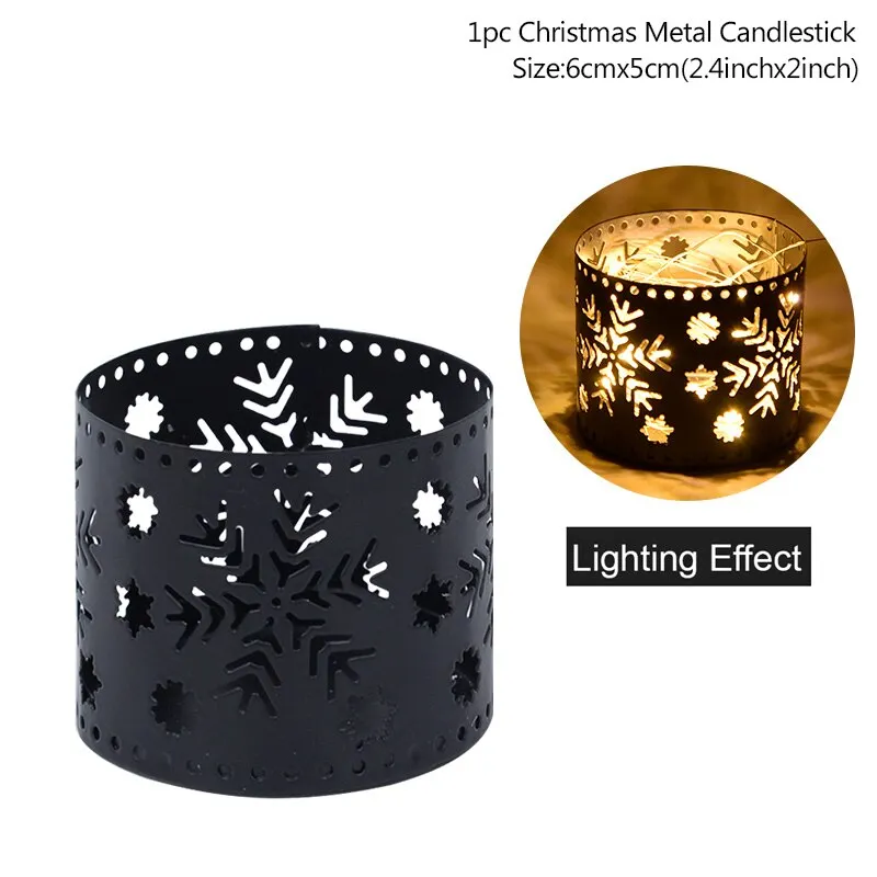Xmas Iron Hollow Candle Holder Merry Christmas Decorations For Home Table Ornaments Noel Navidad Natal New Year Gifts 2022