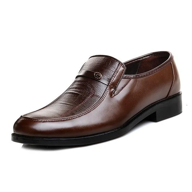 Men Leather Slip On Shoes Round Toe Footwear Office Work Shoes
