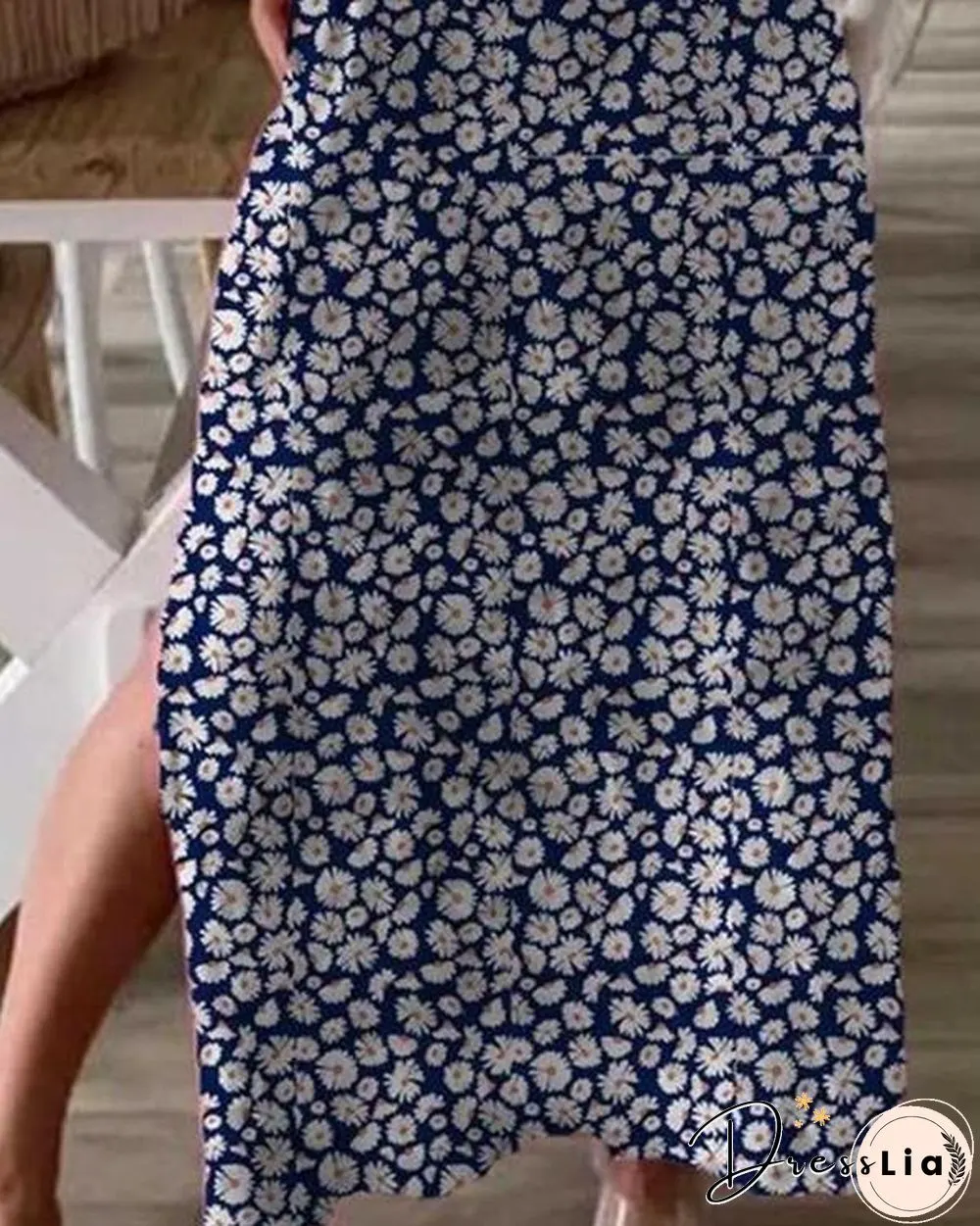 Floral Print Hem Split Maxi Dress