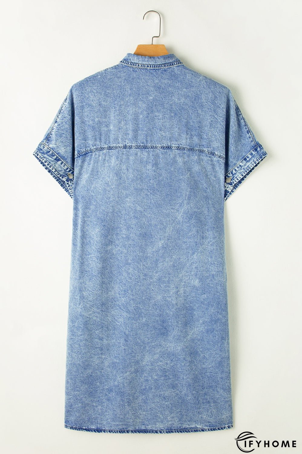 Denim Shirt Dress with Button Pockets | IFYHOME