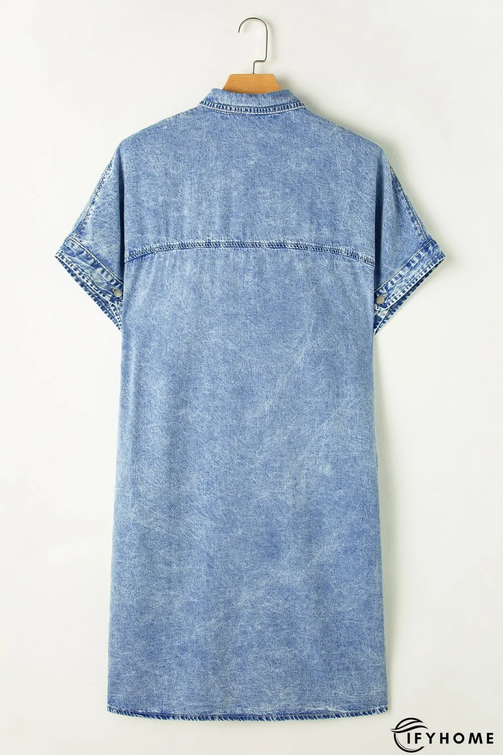 Denim Shirt Dress with Button Pockets | IFYHOME
