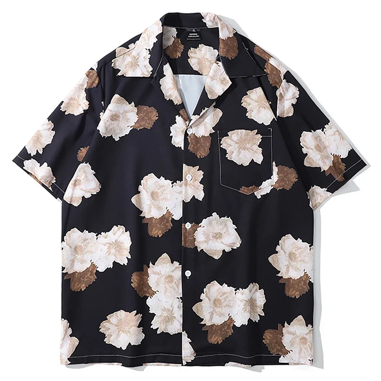 Vintage Floral Print Pocket Casual T-Shirt - Modakawa Modakawa