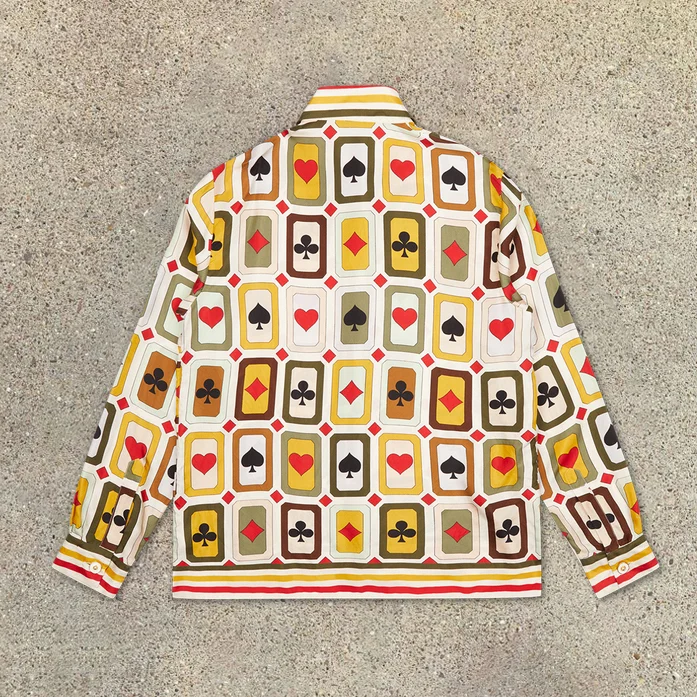 Fashion Noble Luxury Poker Print Long Sleeve Shirt