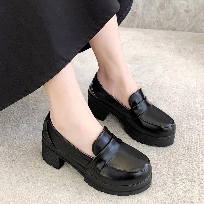 Uniform Shoes Uwabaki Japanese JK Women Girls School Students Lolita Shoes Black Cosplay Shoes for Adult student shoes