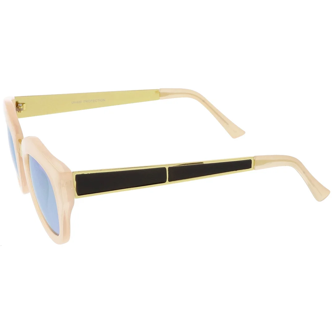 Women's Metal Bridge Colored Mirror Lens Square Cat Eye glasses 46mm