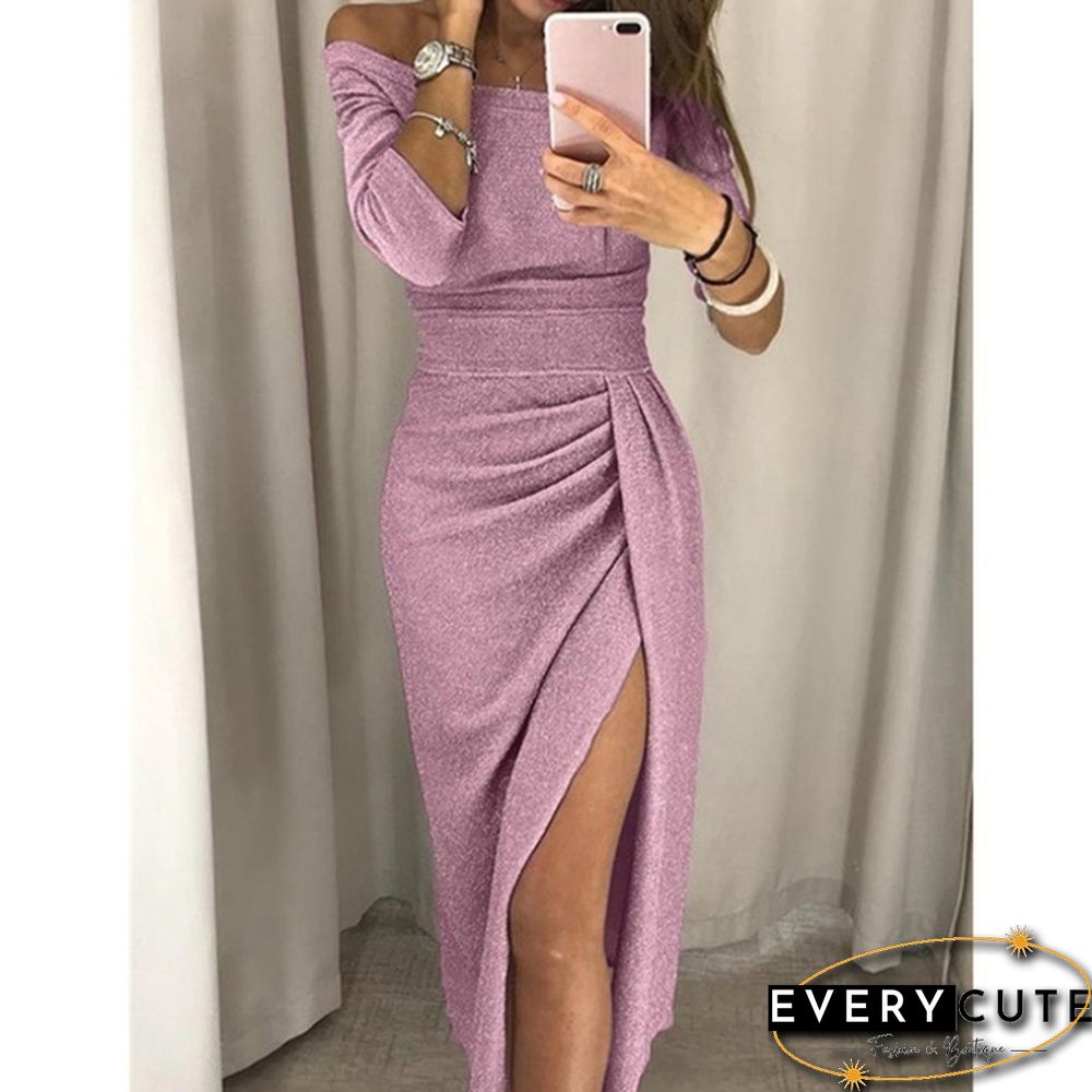 Women's Bag Hip Open Neck Collar Thick Dress Bright Crystal Dress Skirt Evening Dress Plus Size S-5XL