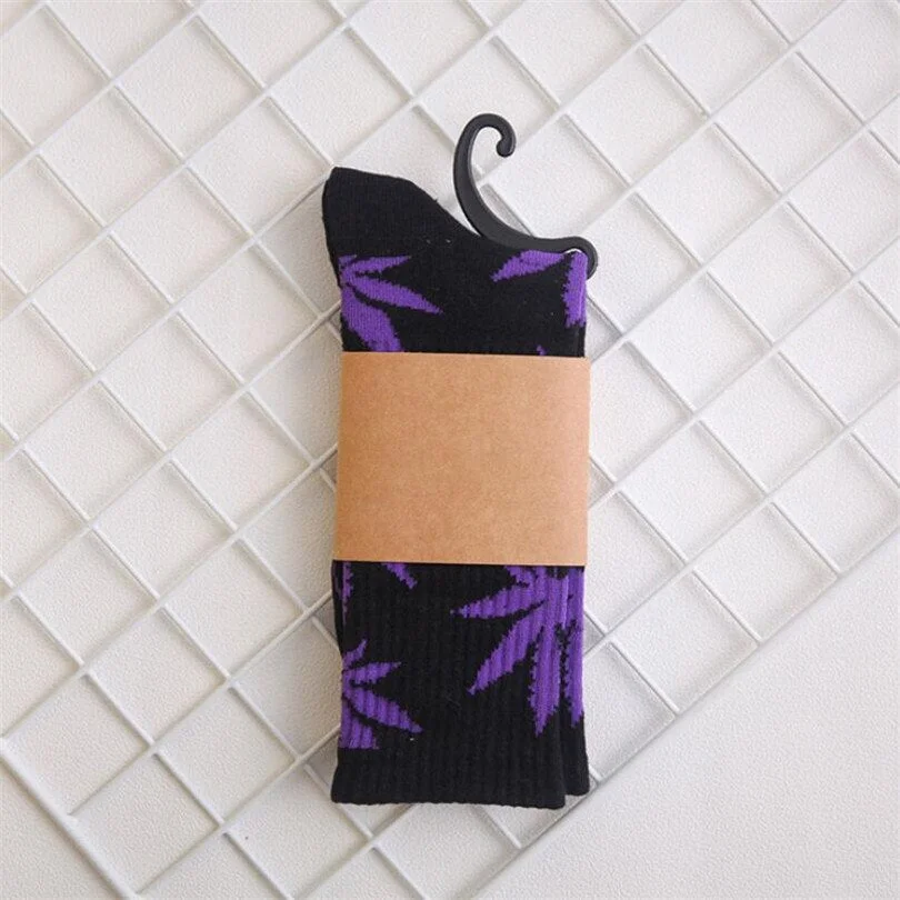 CUHAKCI Socks For Women Men's Cotton Socks Hip Hop Leaf high Quality Harajuku Ladies White Green Spring Autumn casual long Socks