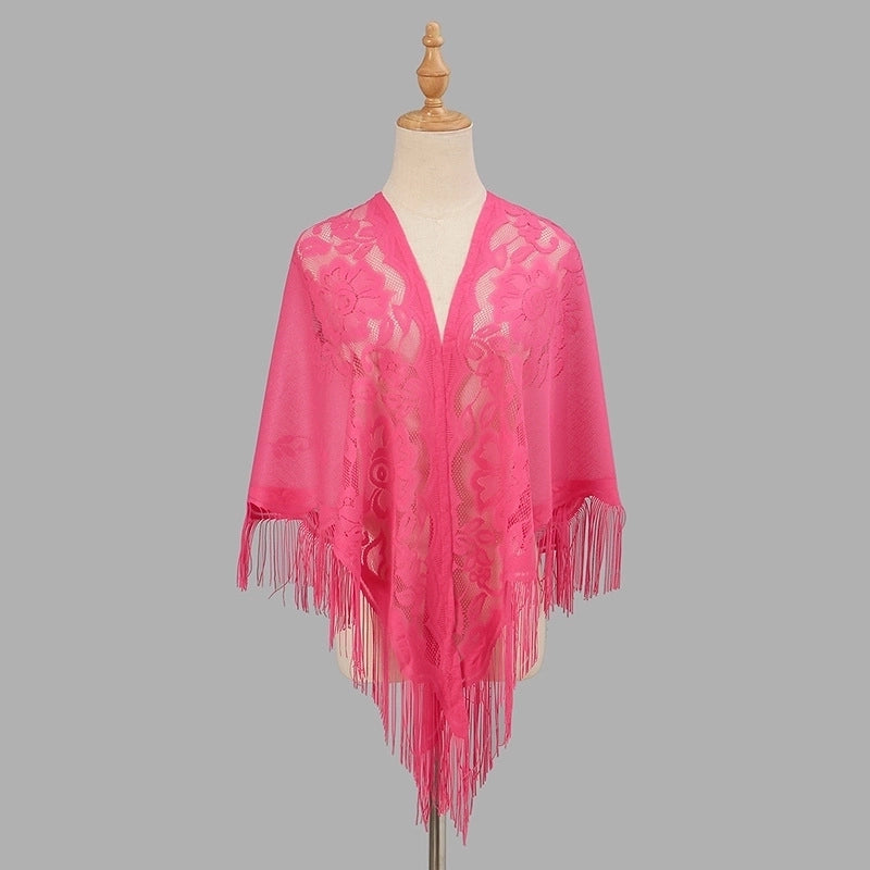 Women’s Sweet Solid Color Polyester Lace Silk Scarf