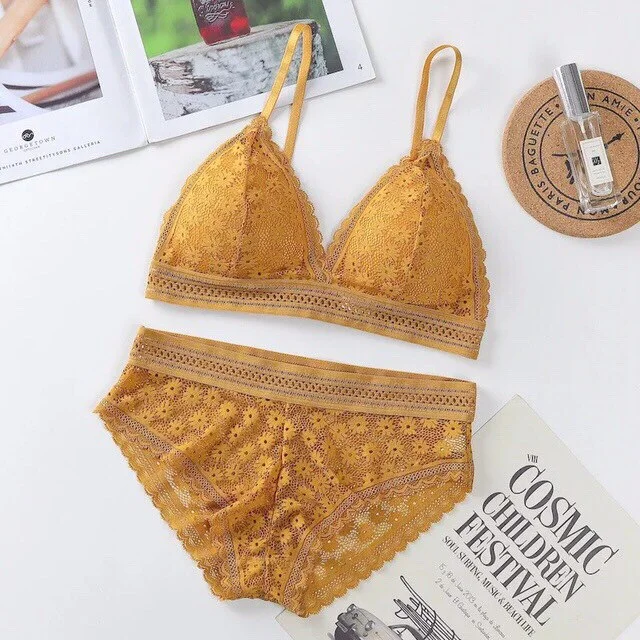 Women's Lace Bra Beauty Without Underwire Wrap Back Comfortable Chest Daisy Bra Stretch Triangle Coaster Underwear