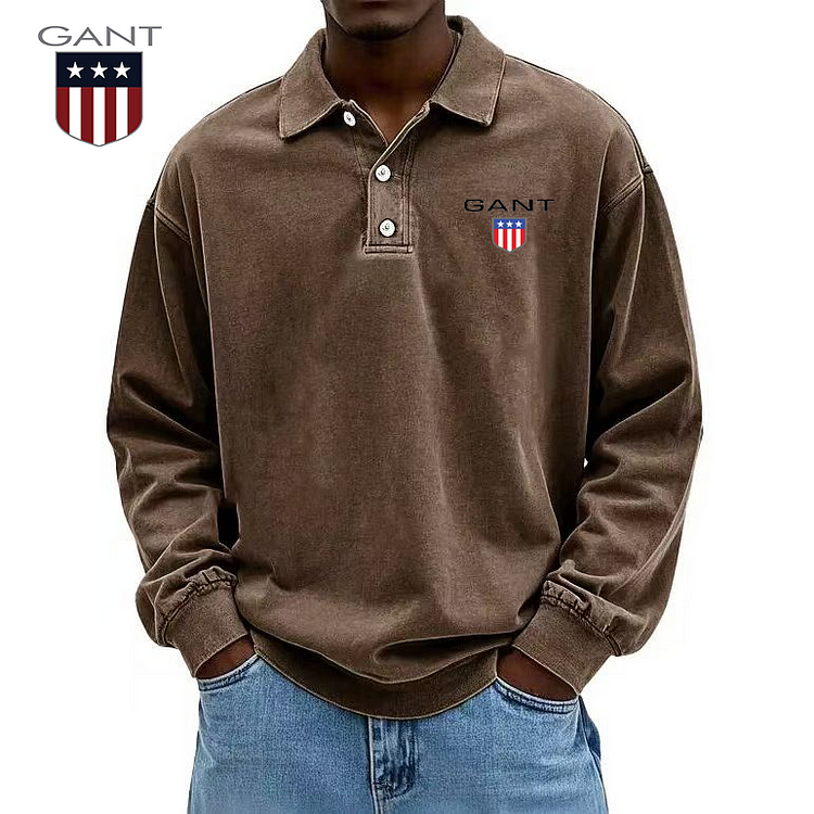 2025 GANT® | Suéter masculino de manga comprida para homens maduros