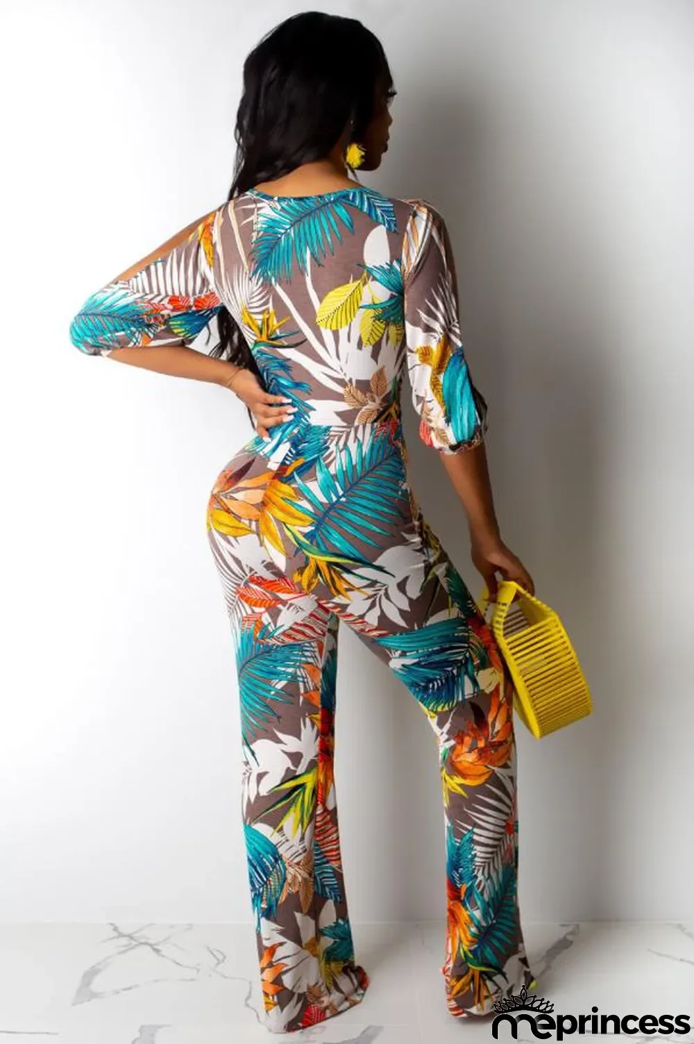 Coffee Sexy Fashion Asymmetrical Hollow bandage Polyester Sleeveless Slip Jumpsuits