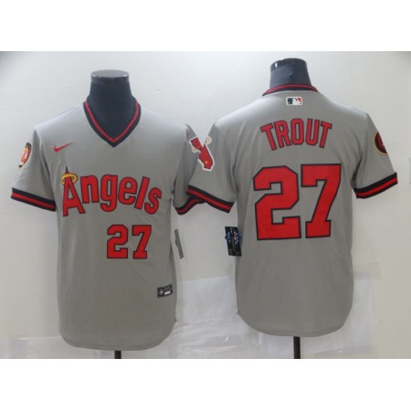 Men's Los Angeles Angels #27 Mike Trout 2020 Grey Cool Base Stitched MLB Jersey DA4L