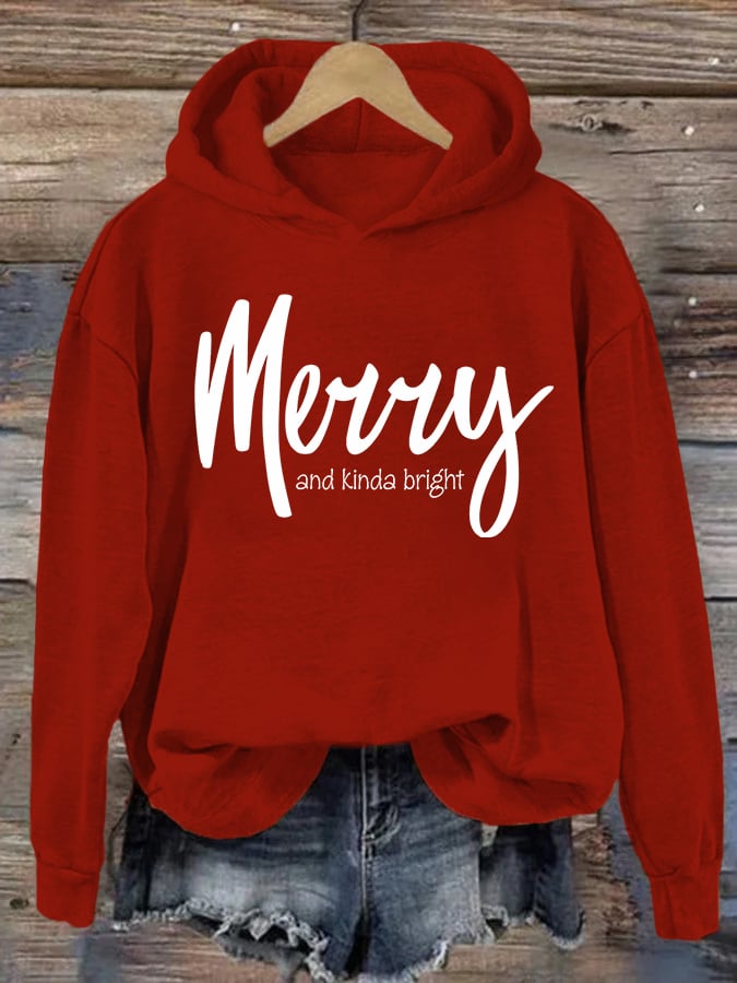 Women's Christmas Merry and kinda bright hoodie