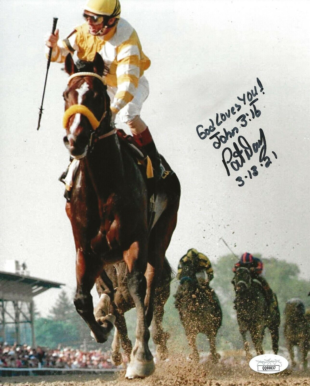 Pat Day Kentucky Derby signed 8x10 Photo Poster painting Hall of Fame Horse Jockey 4 JSA