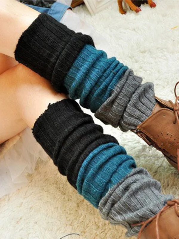 Casual Contrast Color Leg Warmers Accessories