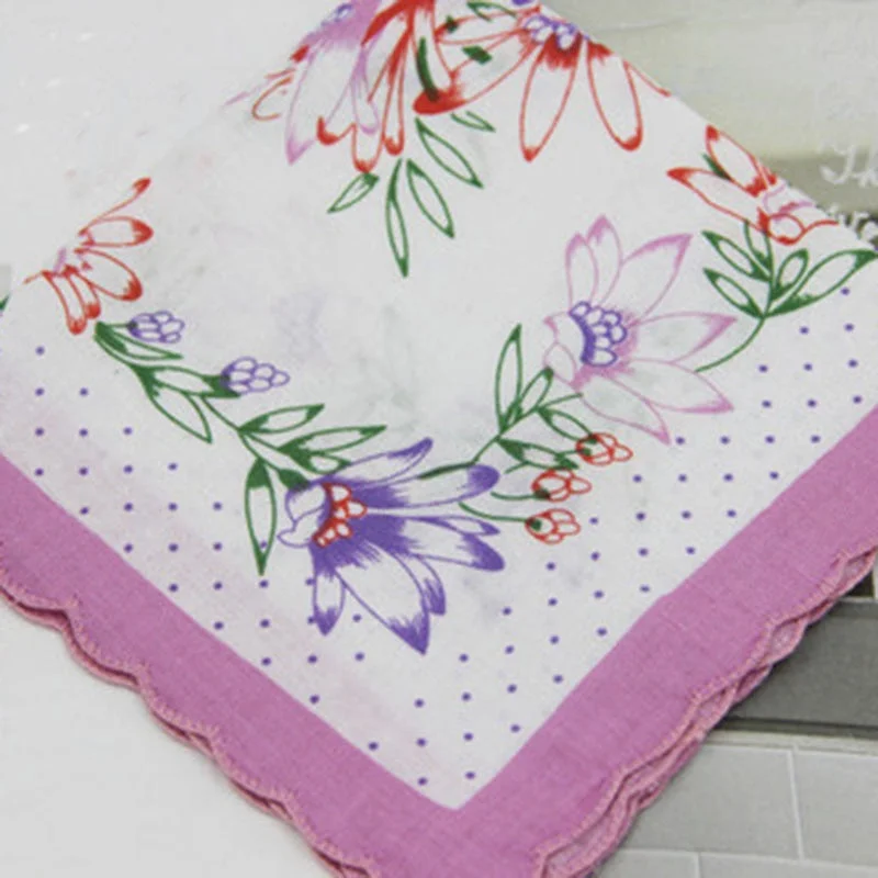 Handkerchiefs Women Printing Cute Square Towel Pocket Womens Elegant Simple Wipe Sweat Soft Cotton Trendy Casual Ladies 2020 New