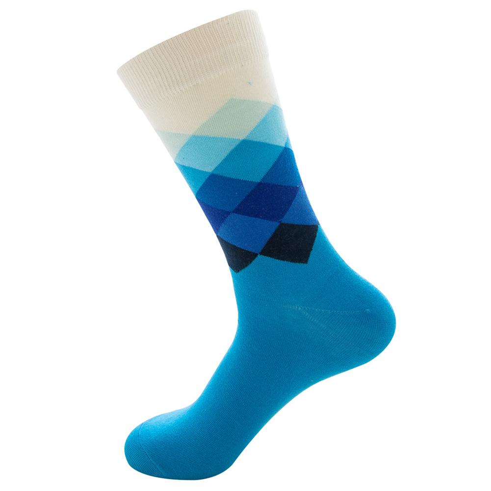 

1 Pair Men Cotton Soft Socks Gradient Color Knee-high Socks (White Blue), 501 Original