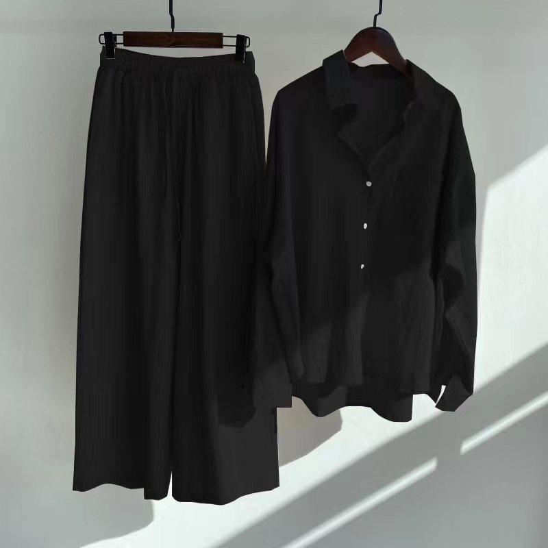 Comstylish Retro Cotton And Linen Two-Piece Loose Shirt Suit