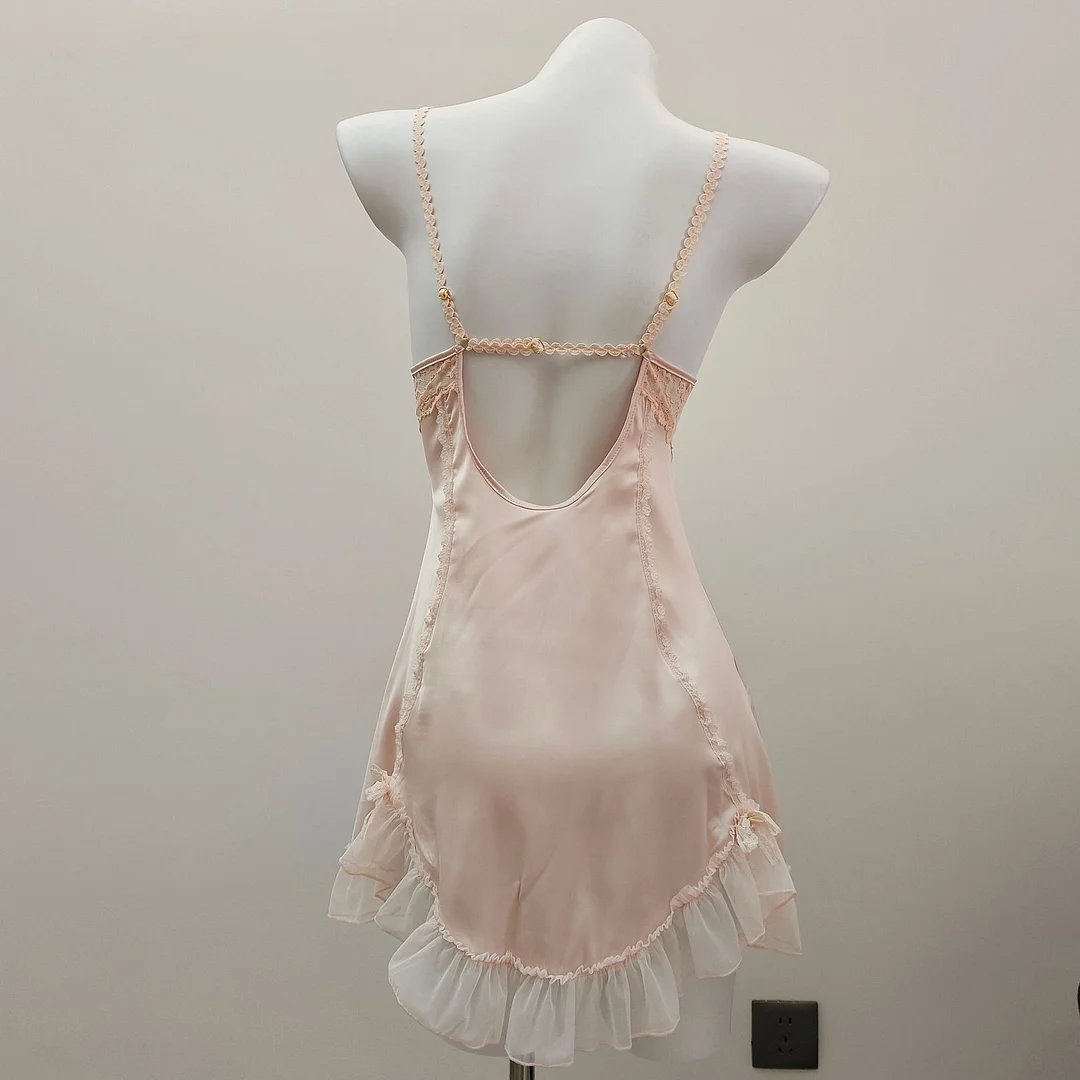 Nigikala Nigikala Ice Silk Pajamas Woman 2025 New Pure Wind Silk With Chest Pad Lace Sling Skirt Home Dress