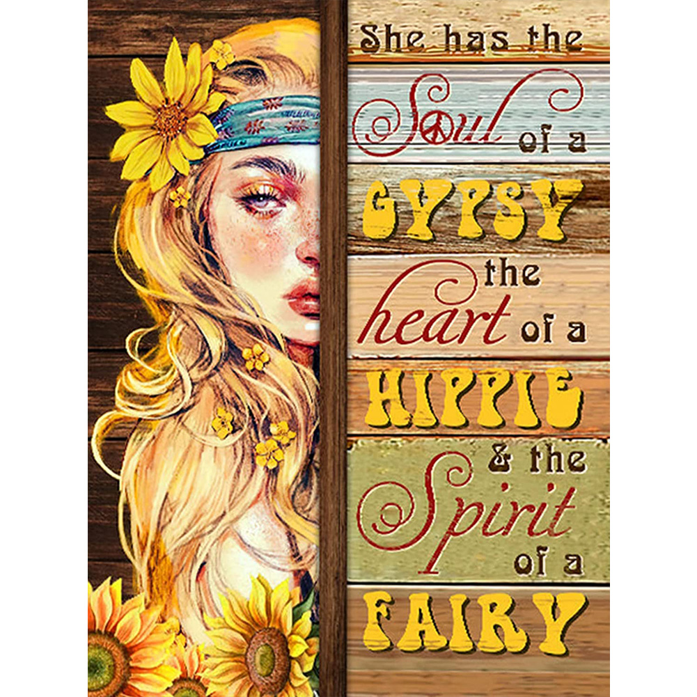 

(Multi-Size) Letters Sunflower Girl - Round/Square Drill Diamond Painting - 30*40CM, Square diamond 30*40cm, 501 Original