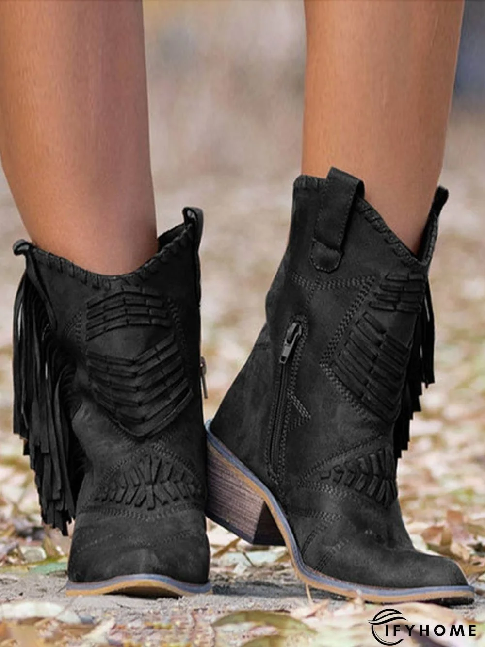 Western Fringe Woven Vintage Cowboy Boots | IFYHOME