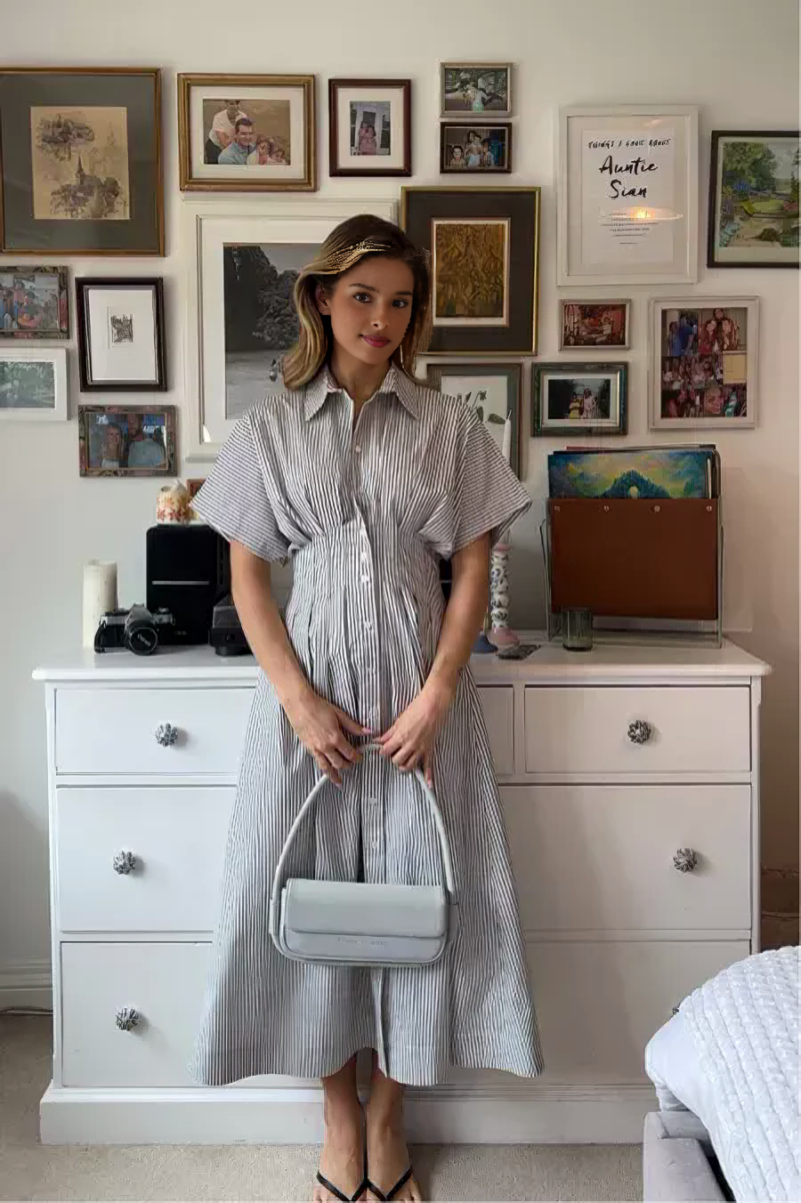 Striped Button Shirt Dress (Buy 2 Free Shipping)