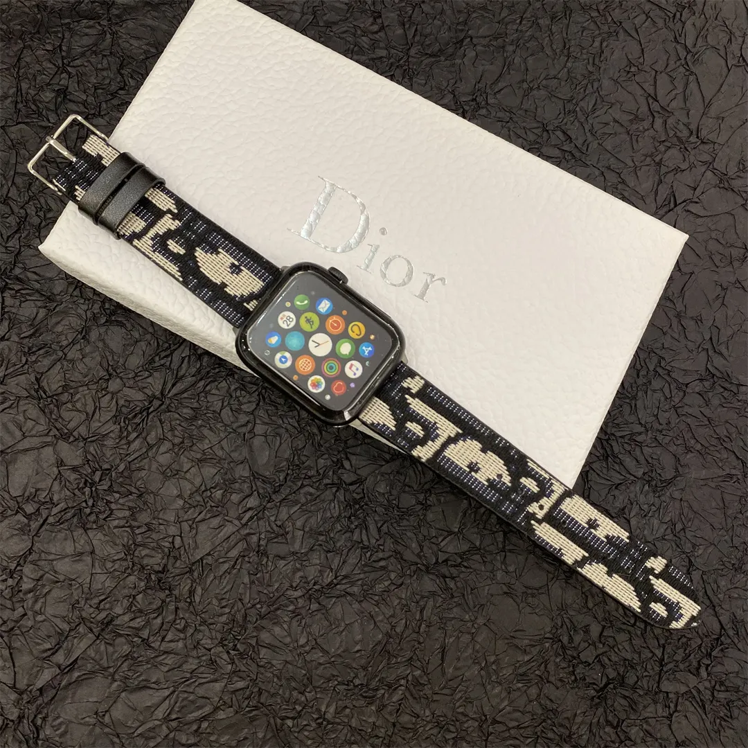 Christian Dior Premium Jacquard Fabric Apple Watch Full Series Replacement Straps