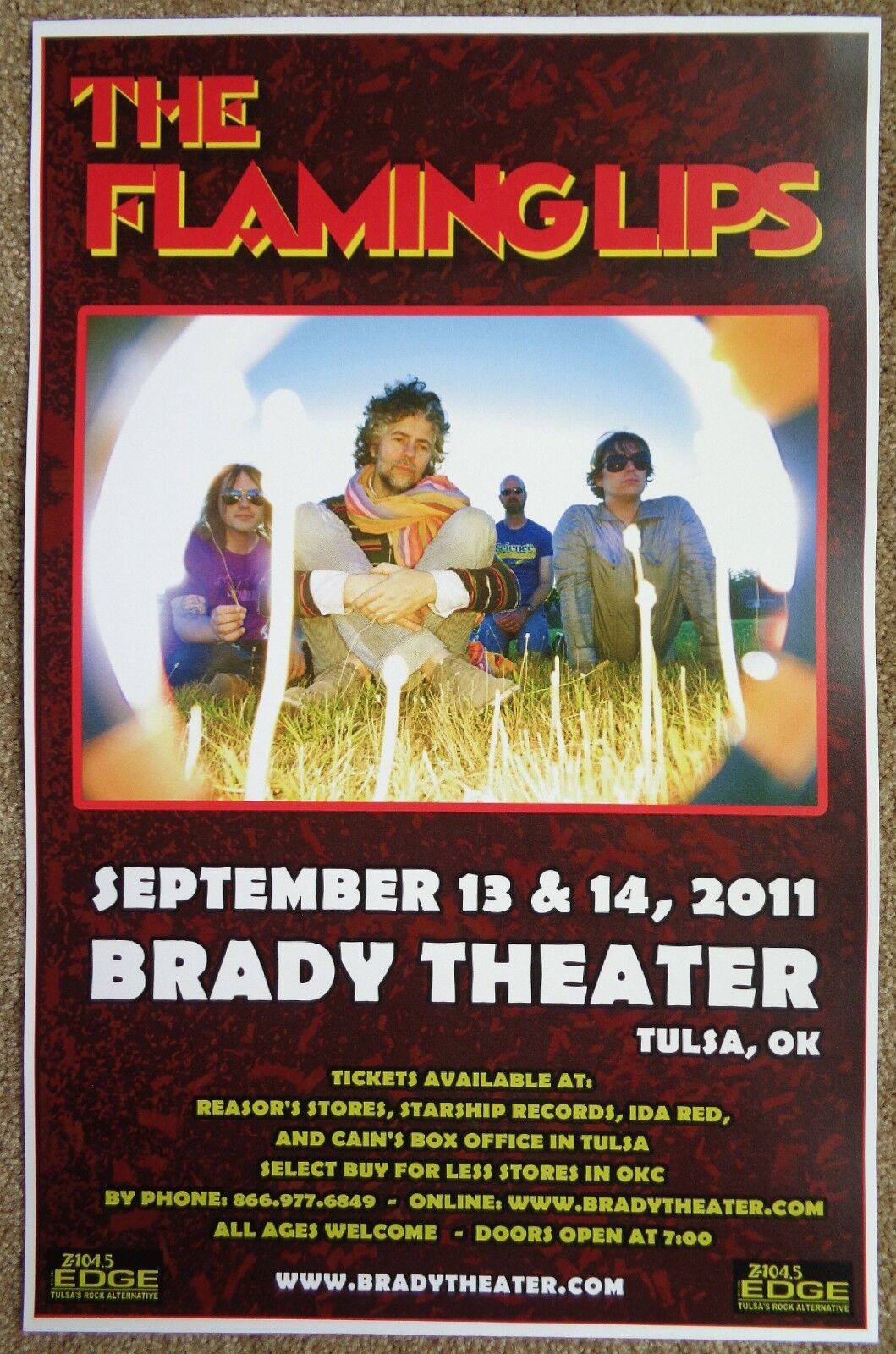 FLAMING LIPS 2011 Gig POSTER Tulsa Oklahoma Concert